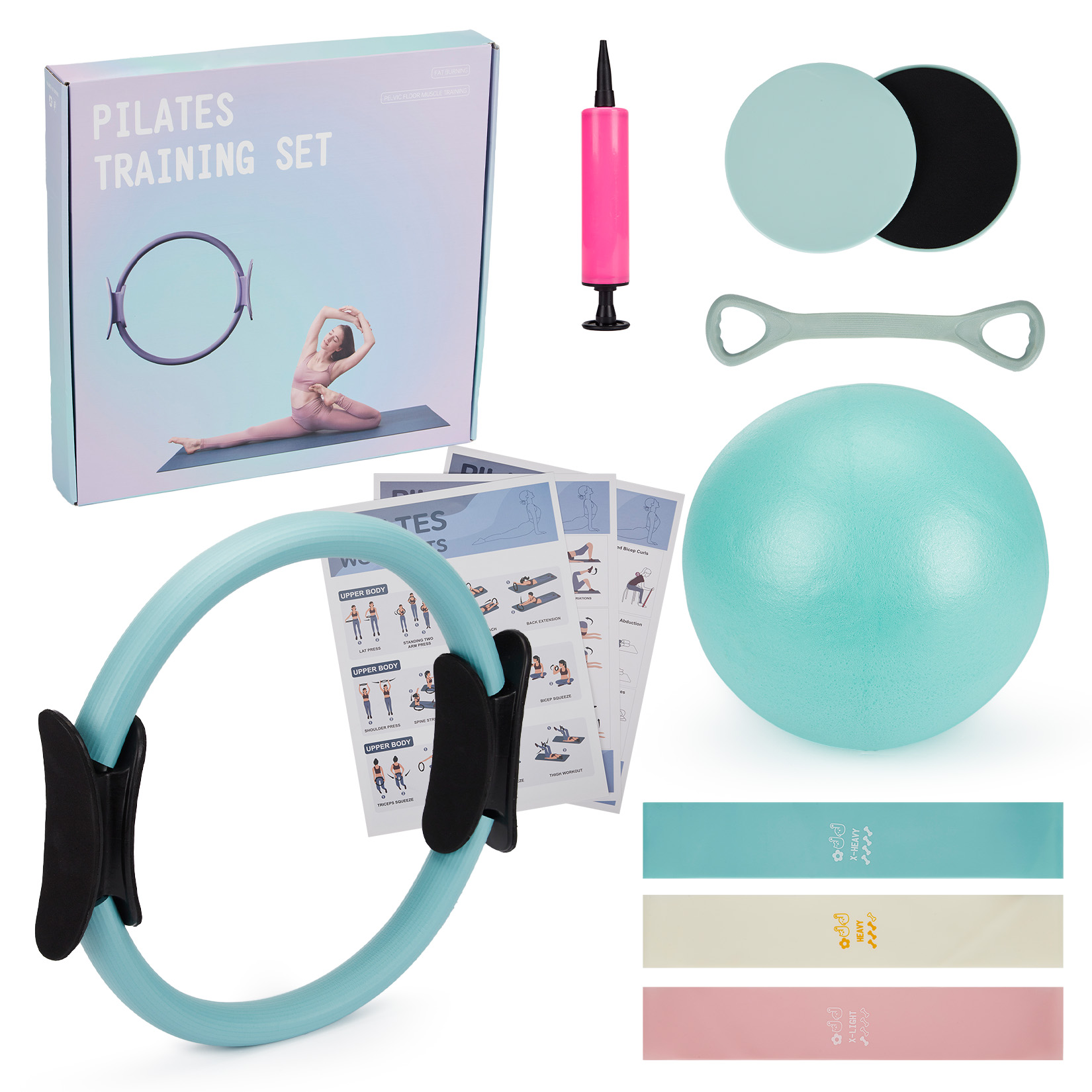Pilates Ball Mini - Ensemble d'entraînement Pilates, Anneau Pilates 6-en-1,